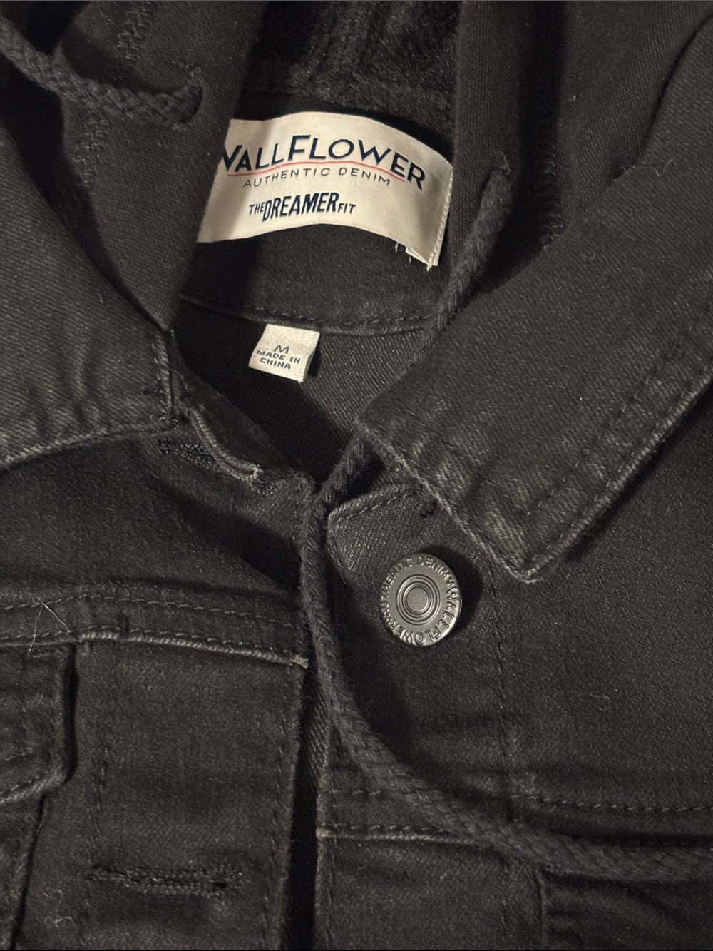 WallFlower Juniors Black denim Hooded Jacket - Picture 3 of 4